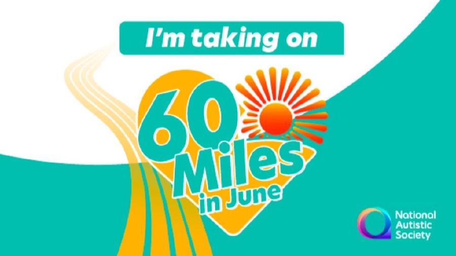 Banner image stating I will be walking 60 miles in June