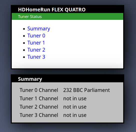 HDHomeRun Tuner Status