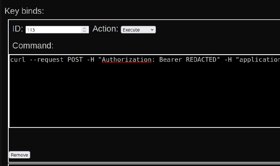 Example of a configured key binding