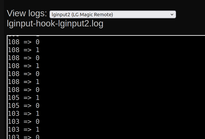 Example logs for the LG Magic Remote