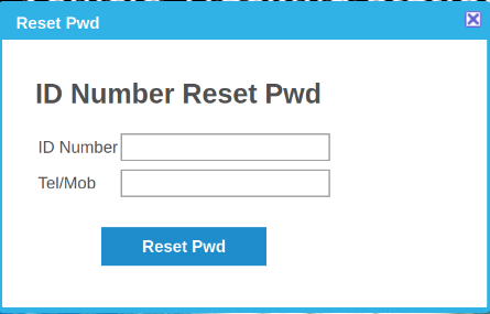 The password reset modal